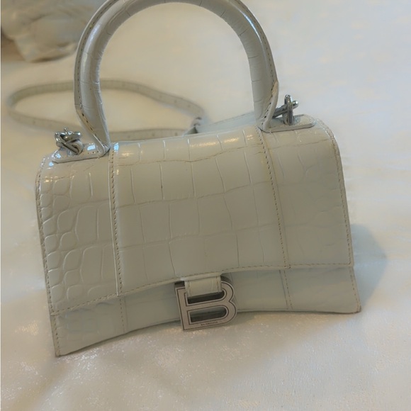 Balenciaga Mini Top Handle Bag in Off-White Croc Embossed Leather - Picture 2 of 10
